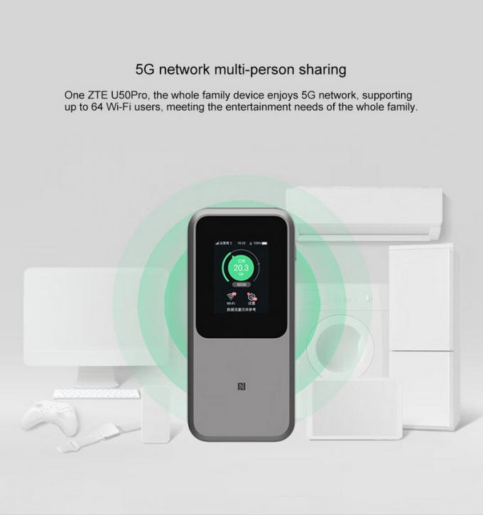 ZTE U50 Pro 5G มือถือ WiFi Router พร้อม Qualcomm SDX62, WiFi 6 2.4G / 5G AX3600 4G โฮทสปอตไร้สาย พร้อมแบตเตอรี่ 10000mAh 2
